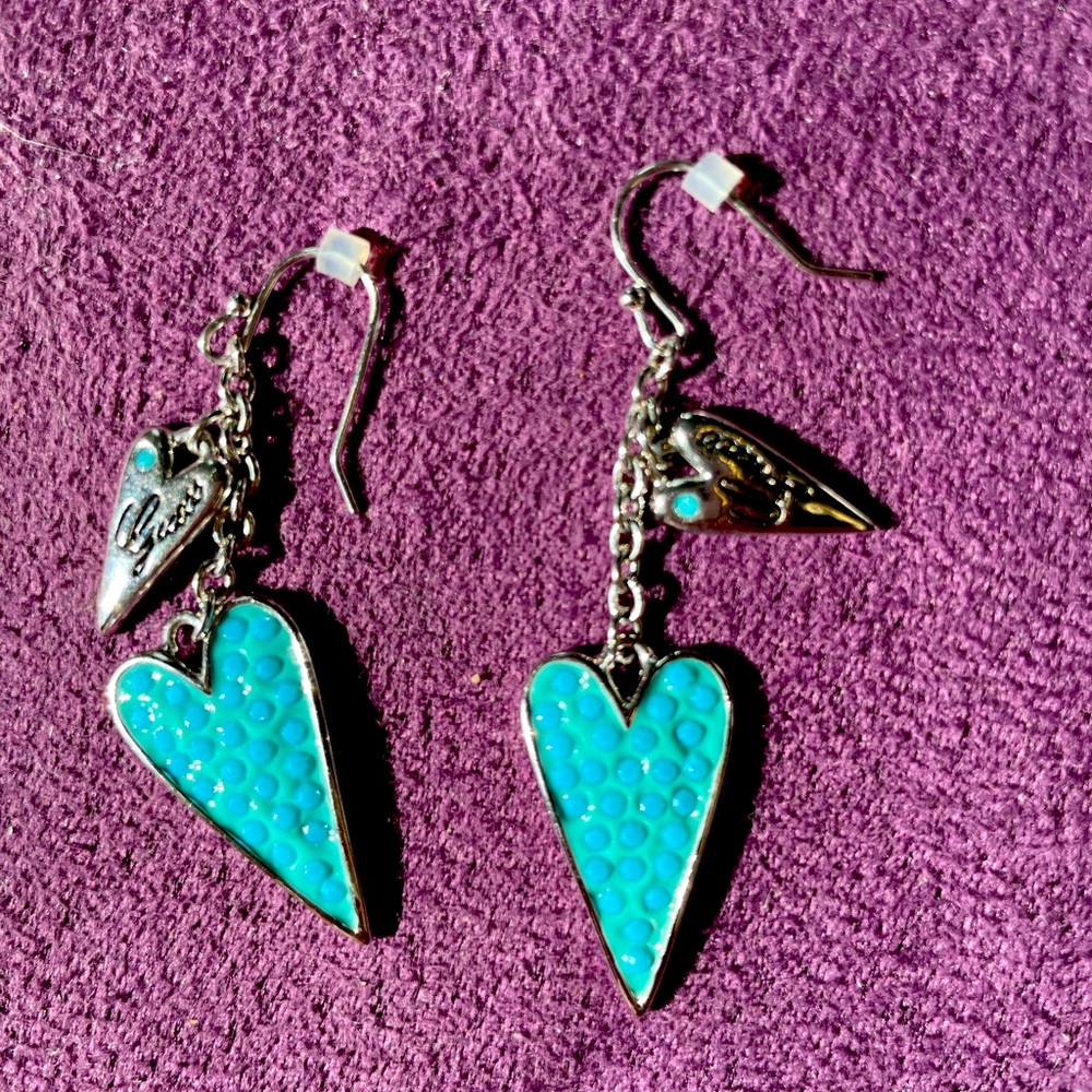 Guess heart earrings (never worn)